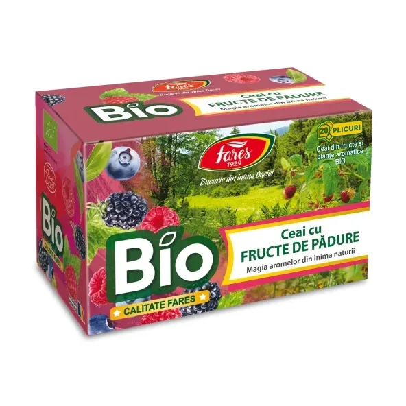 Ceai bio cu fructe de pădure, ceai la plic, RO-ECO-007 - Fares