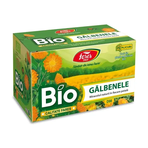 Gălbenele bio, D98, ceai la plic - Fares