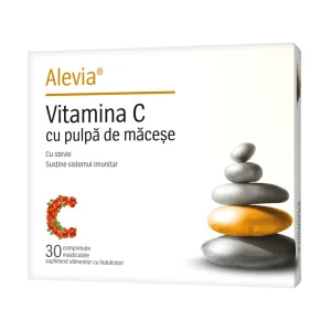 Vitamina C cu pulpă de măceșe cu stevie Blister masticabile - Alevia