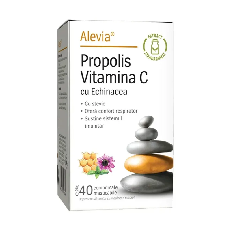 Propolis Vitamina C cu Echinacea si Stevie 40 de comprimate - Alevia