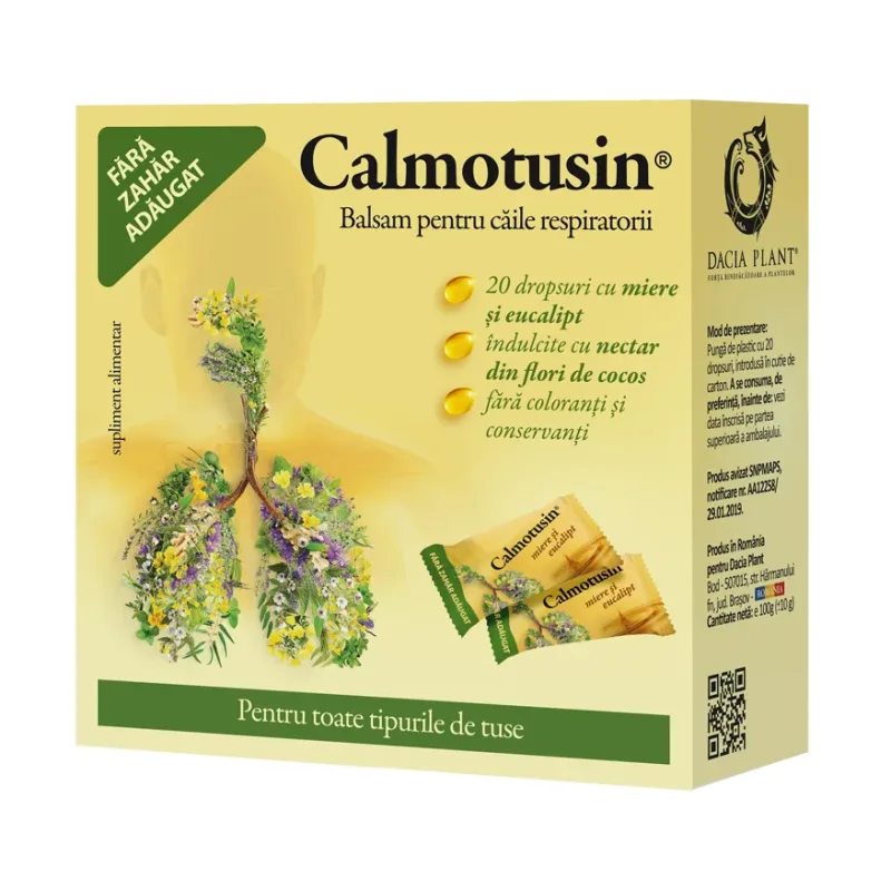 Calmotusin Drops 20 de dropsuri cu miere si eucalipt - Dacia Plant