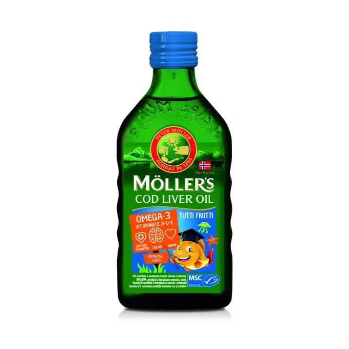 Omega 3 ulei ficat de cod cu aroma de tutti-frutti - MOLLER'S