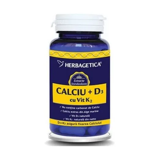 Calciu + vitamina D3 + K2 - Herbagetica