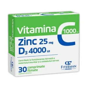 Vitamina C 1000 + Zinc 25 + D3 4000 filmate - Fiterman