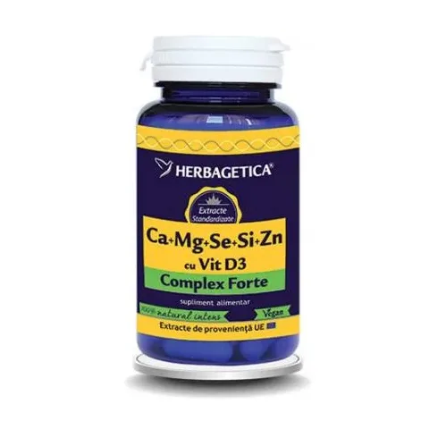 Ca+Mg+Se+Si+Zn Organice cu Vitamina D3 - Herbagetica