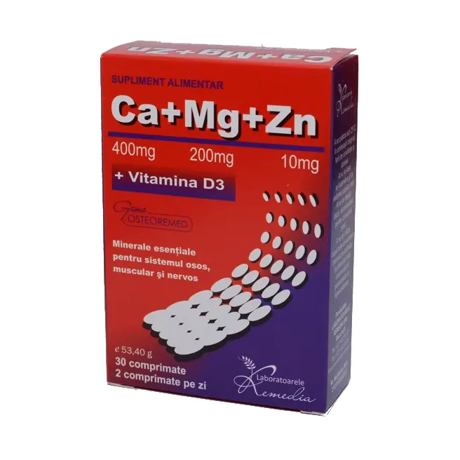 Complex de vitamine Ca Mg Zn D3 3 blistere - Remedia