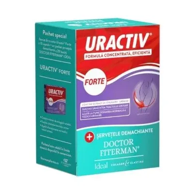 Pachet Uractiv Forte + Servetele demachiante Ideal 20 bucati - Uractiv