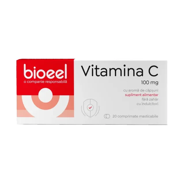 Vitamina C 100 mg cu aromă de căpșuni - Bioeel