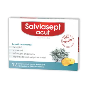 Salviasept Acut fara zahar 12 comprimante de supt - Zdrovit