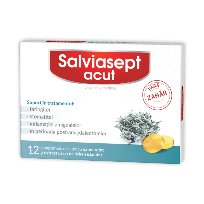 Salviasept Acut fara zahar 12 comprimante de supt - Zdrovit