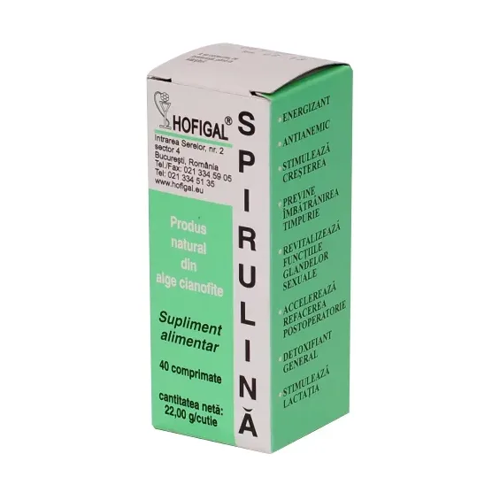 Supliment cu spirulina de la Hofigal 500 mg - Hofigal