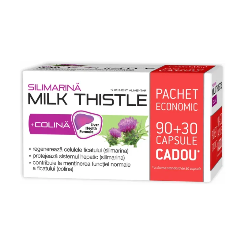 Milk Thistle + colina X + 30 capsule Cadou - Zdrovit