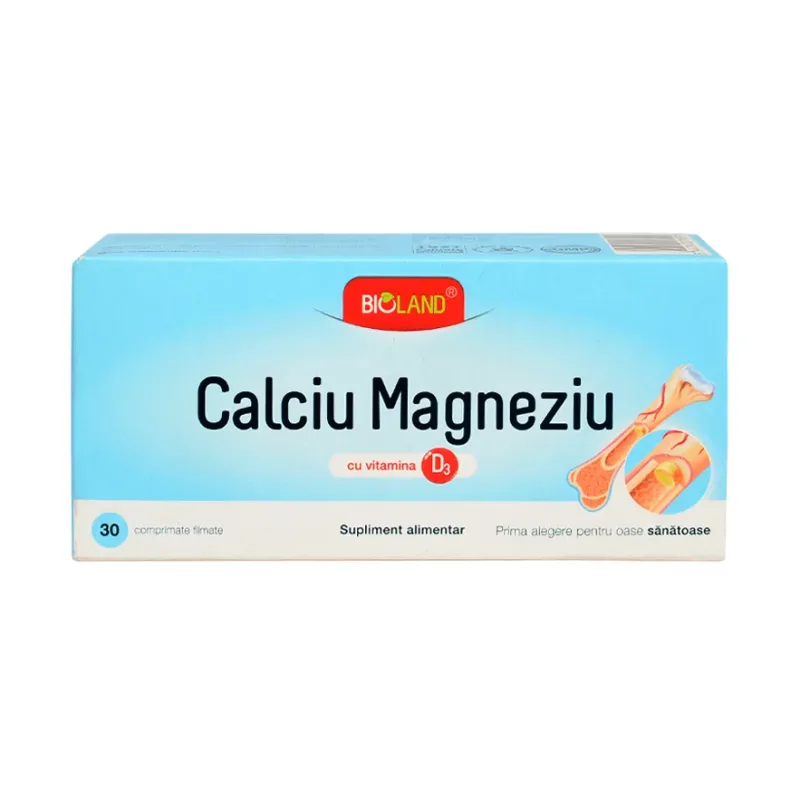 Calciu Magneziu cu vitamina D3 filmate - Bioland