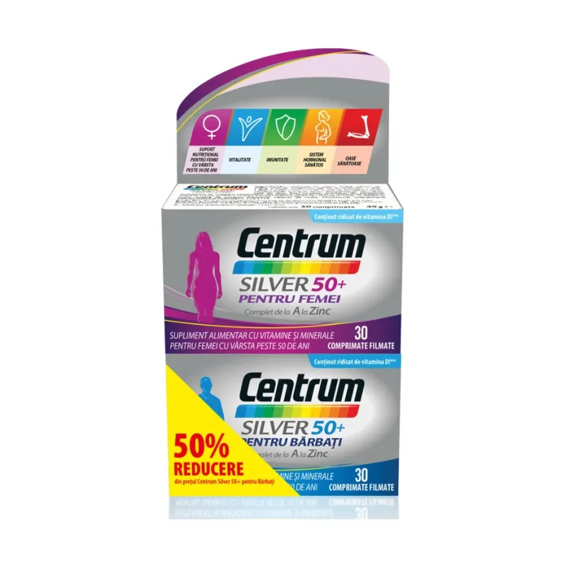 Pachet Centrum Silver 50 + pentru barbati + Centrum Silver 50 + pentru femei - Centrum