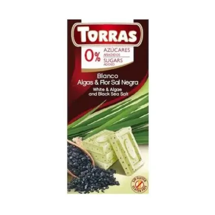Ciocolata alba cu alge si sare de mare fara zahar si gluten - Torras