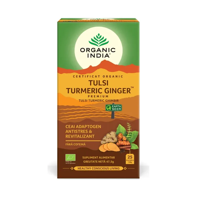 Ceai Tulsi Adaptogen Turmeric si Ghimbir - Organic India