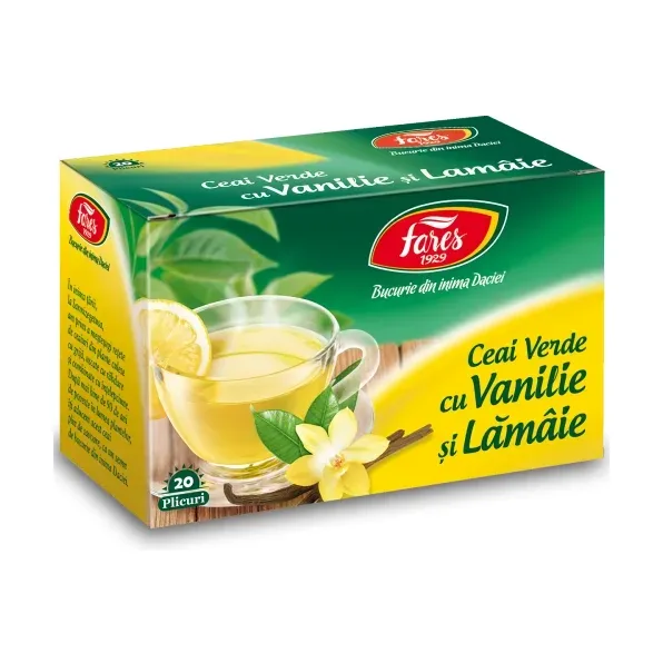 Ceai verde cu vanilie și lămâie, ceai la plic - Fares