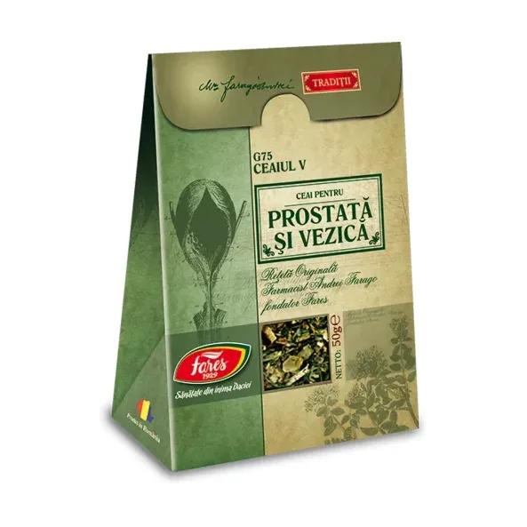 Ceaiul V – ceai pentru prostată și vezică, G75, ceai la pungă (rețetă originală Andrei Farago) - Fares