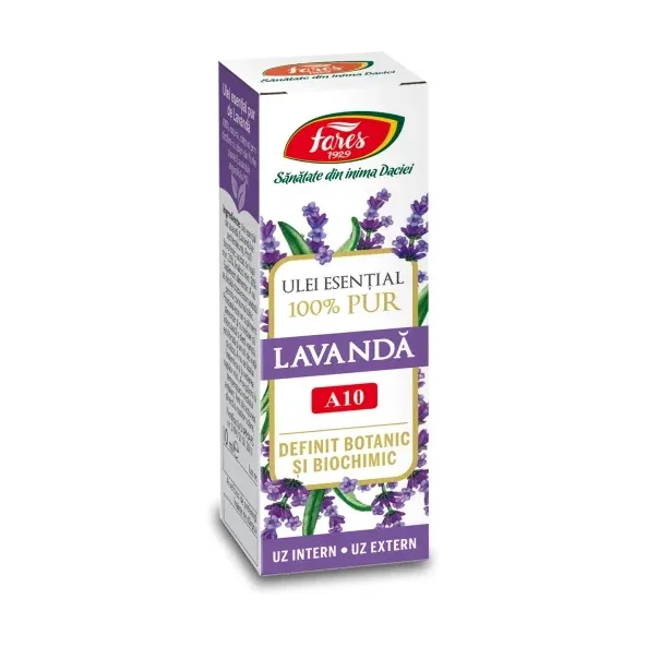 Lavandă, A10, ulei esențial 100% pur, definit botanic și biochimic - Fares
