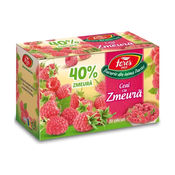 Ceai cu zmeură 40%, ceai la plic - Fares