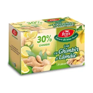 Ceai cu ghimbir 30% și lămâie, ceai la plic - Fares