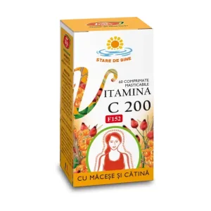 Vitamina C 200 mg cu Măceșe și Cătină, F152, masticabile - Fares