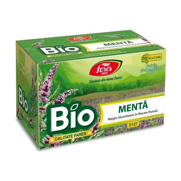 Mentă bio, D127, ceai la plic, RO-ECO-007 - Fares